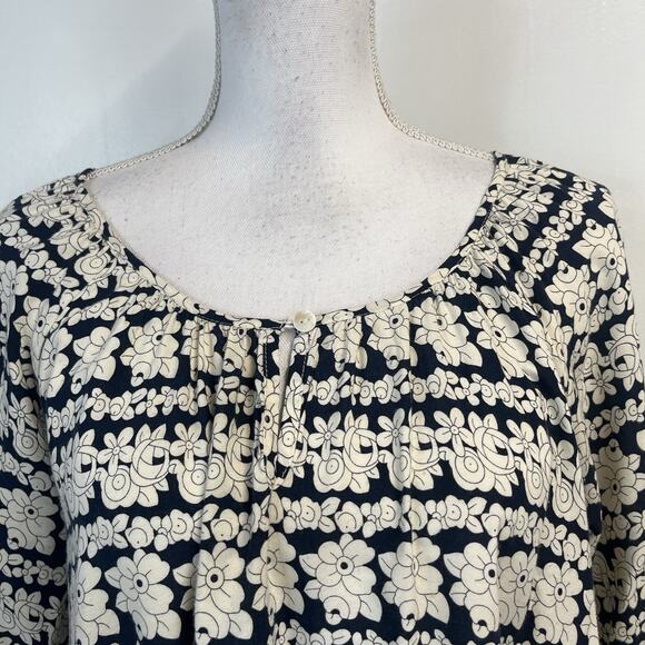 Papillon Blouse Tunic Small Black Coral Floral Boho Lagenlook Peasant Womens - Picture 3 of 8